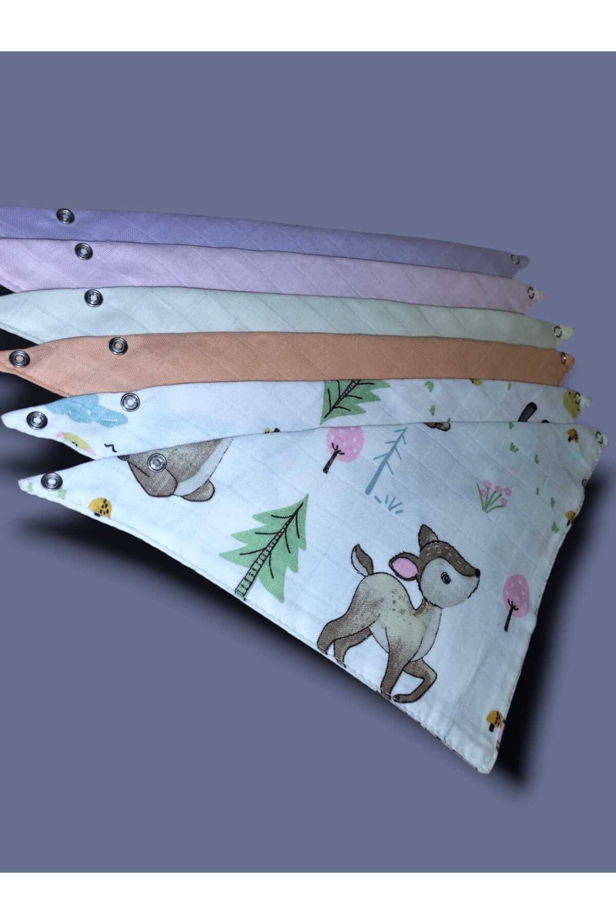 sağel %100pamuk 6lı Müslin Yakalık Mama Önlüğü Çift Katlı Iki Çıtçıtlı Kız Bebek Esra (salya Önlüğü) fotoğrafı 4 (önizleme)