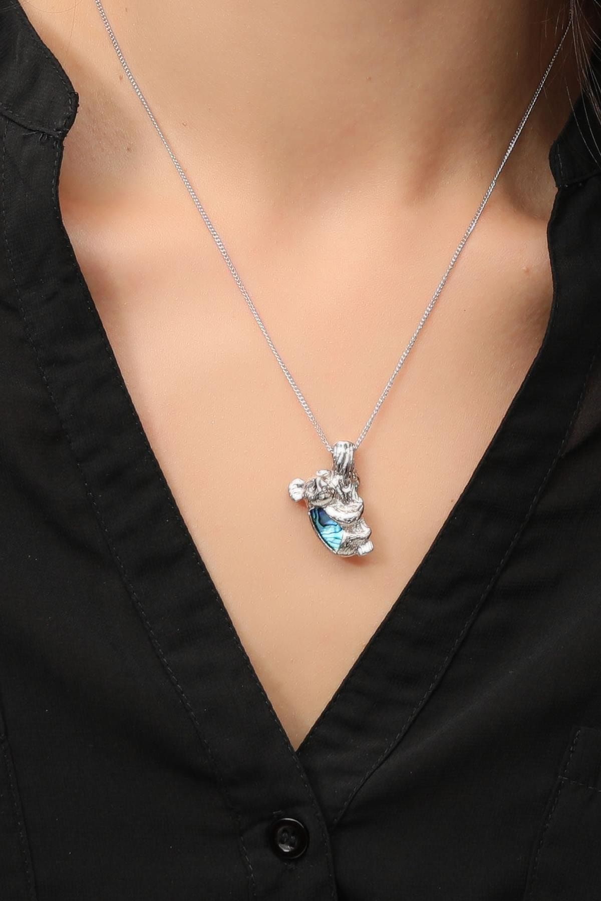ARIKI Steel Necklace Silver colored Natural Stone Trendyol