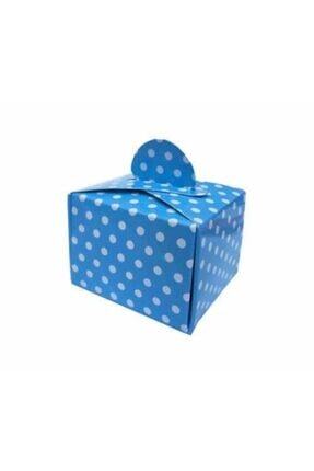 Genel Markalar Lokum Kutusu Karton Puantiyeli Mavi Renk Paket 50'li