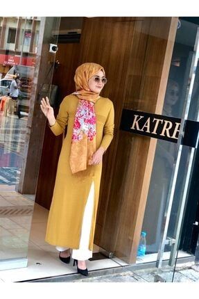 Kadın Safran Sarısı Yandan Yırtmaçlı Uzun Tunik 7Y1420S