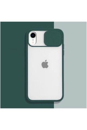 Apple Iphone Xr Kamera Lens Korumalı Sürgülü Lüx Kılıf Yeşil ZÇ-08-İPHONE-XR