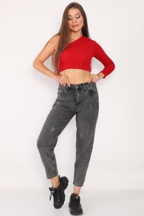 Yüksek Bel Full Likralı Mom Jeans Kot Pantolon PS023010
