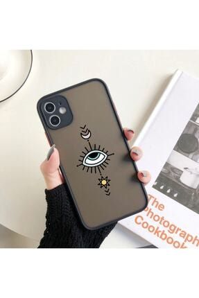 Nazar Göz Desenli Iphone 11 Siyah Korumalı Telefon Kılıfı MCSİYAHDESEN
