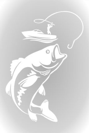 Balıkçı Sticker Fisherman Oto Sticker Araba Cam Sticker Beyaz 25 X 17 Cm 795258221634