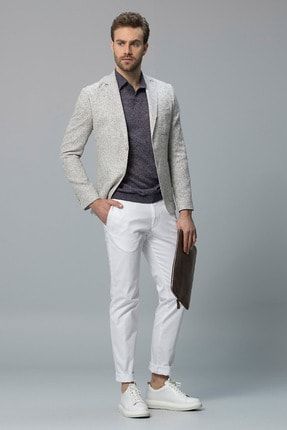 Lufian Erkek Slim Fit Murcia Spor Blazer Ceket Gri 111140012100150 Trendyol