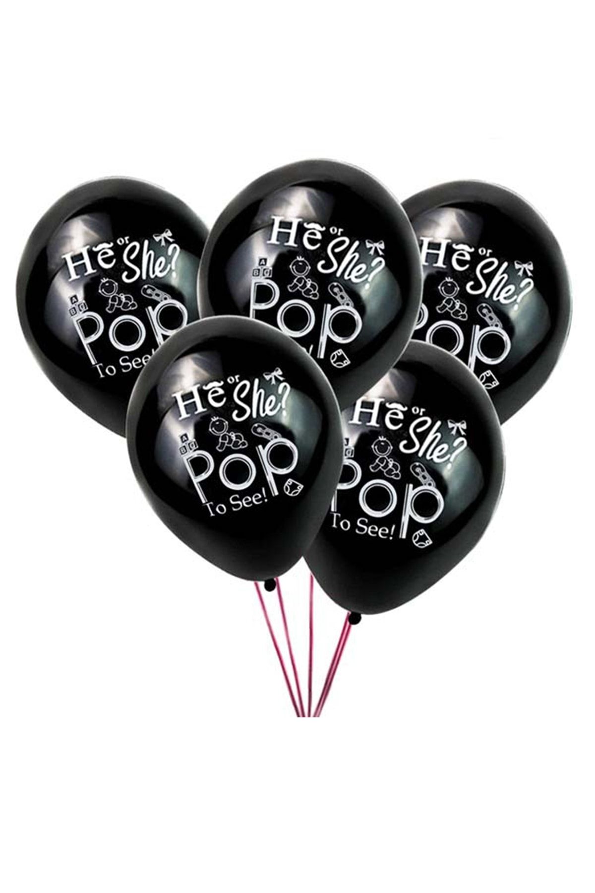 Kazanabil-20's He Or She Written Gender Party Balloon Black 1