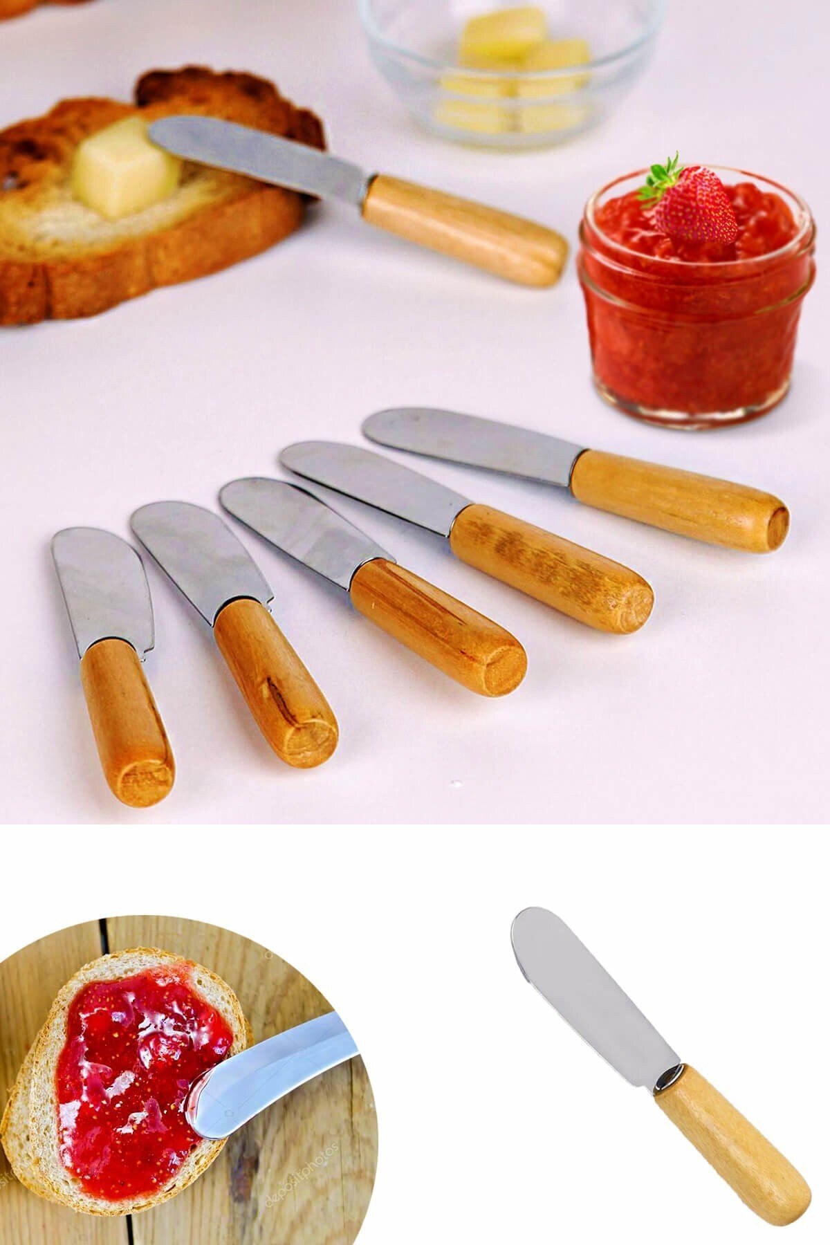 12 Adet Bambu Saplı Lüx Tereyağı & Reçel Bıçağı