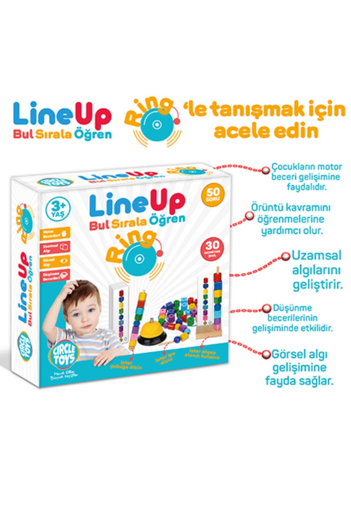 Circle Toys-Line Up Ring - Find Sort Learn 50 Questions 30 Geometric Shape Training Set 2