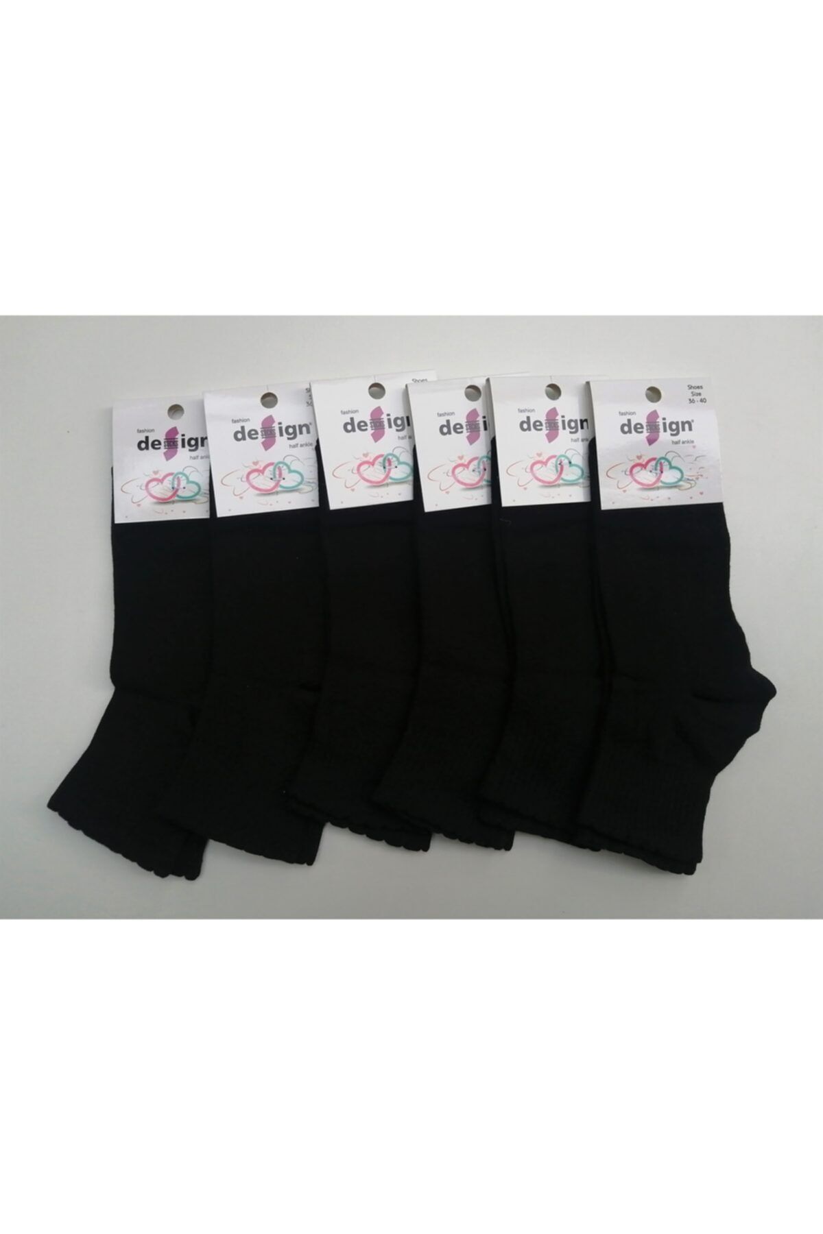 Design Socks Women's Black Design Plain Booties Socks 6-pack - Trendyol