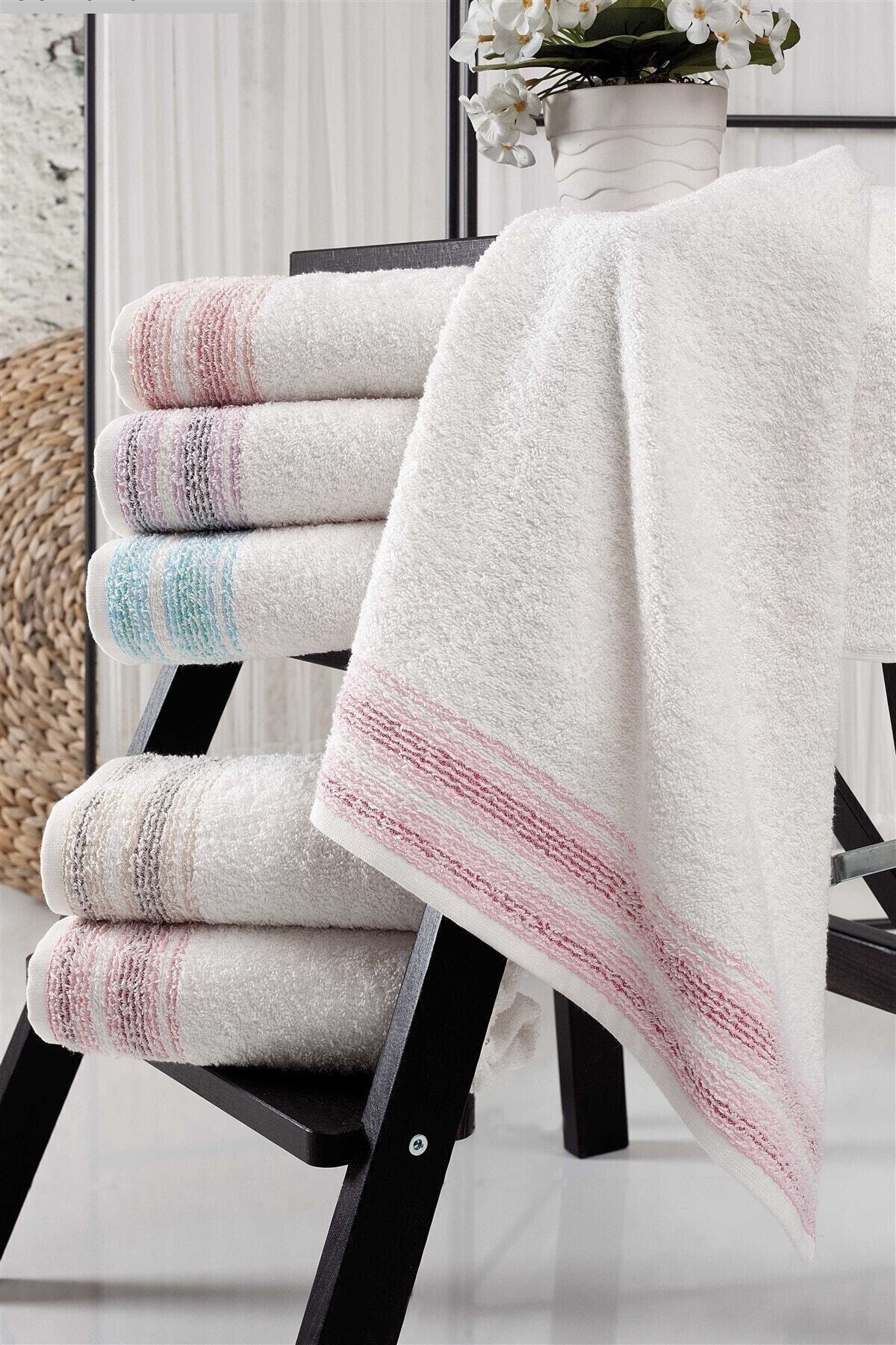 aky home style-Set of 6 Towels Colored Twill 50x90cm with stripe 1