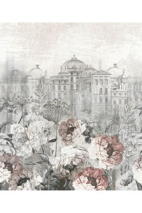 Vintage Çiçekler Ve Manzara Vinil Duvar Kağıdı PC-S-479