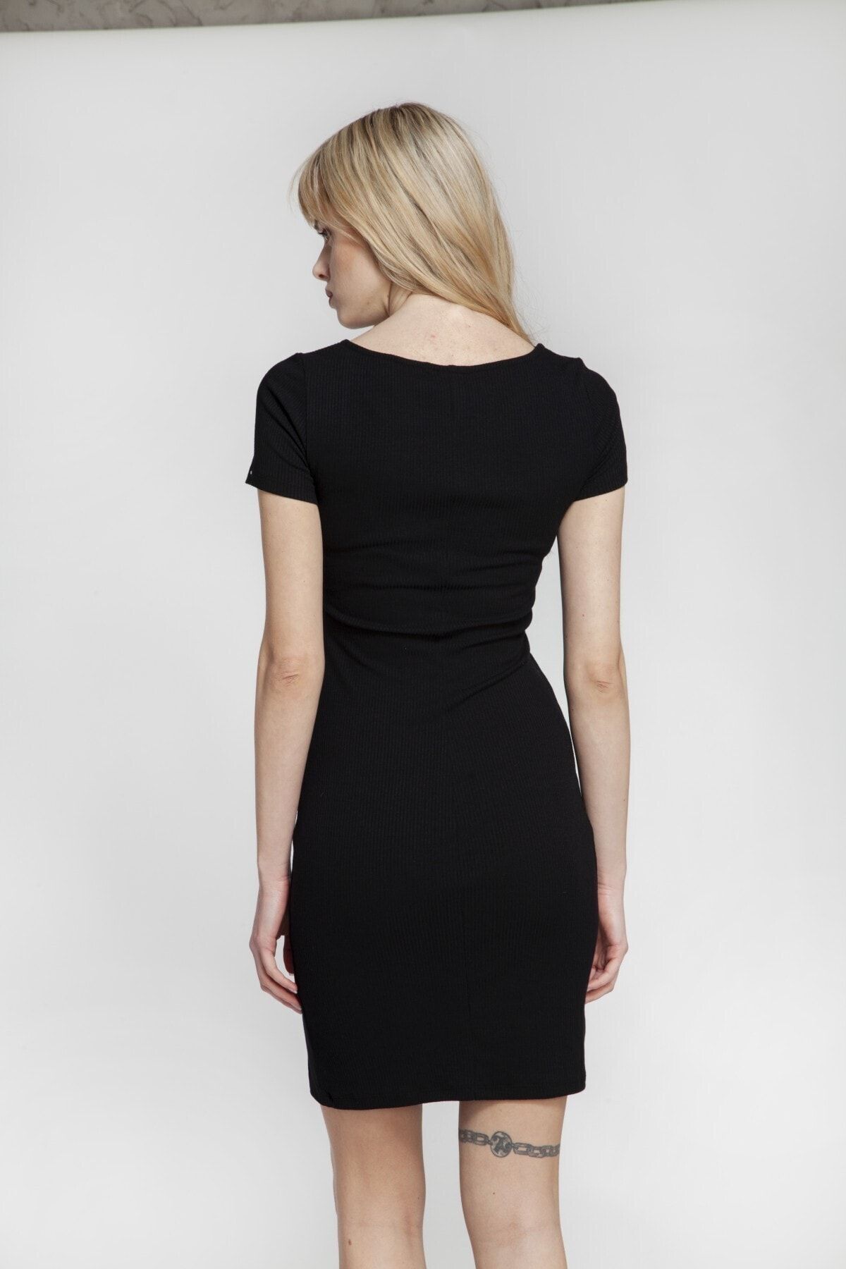 Bexy Velia - Slit Black Dress | 160471-1 - Trendyol