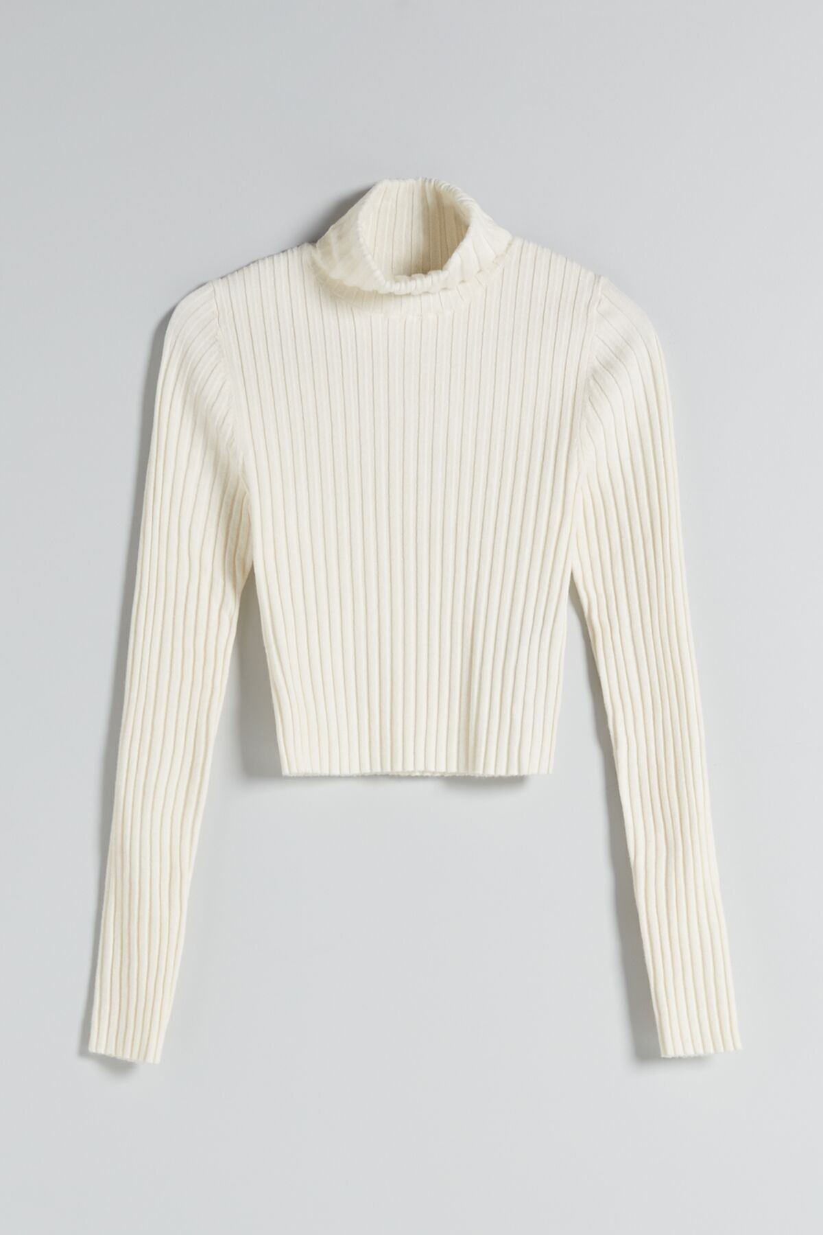 cropped white turtleneck sweater