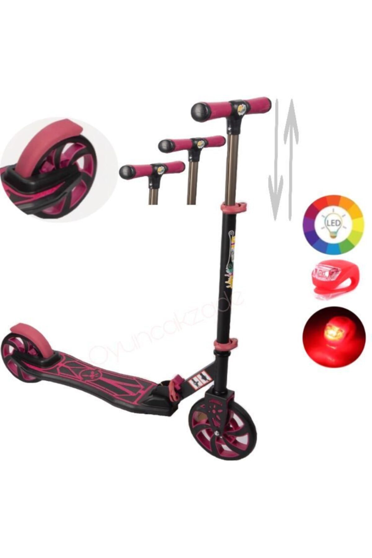 Giant Wheel Scooter Foldable Size Adjustable 2 Wheel Flashing Led Lighted Scooter 12+years old