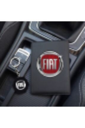 Özel Tasarım Fiat Logolu Siyah Ruhsat Kılıfı Ve Anahtarlık RUHANAH-FİATS