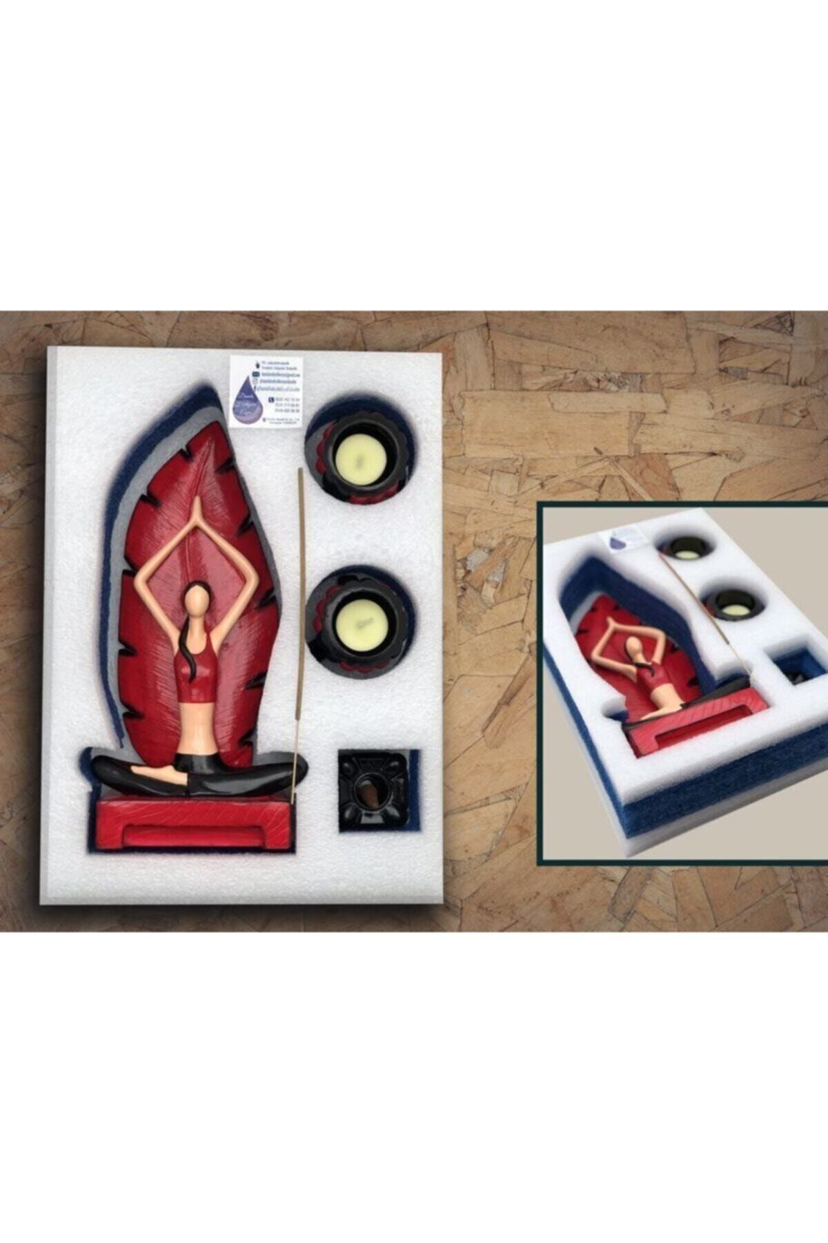 Kırmızı Yoga Yapan Kız Tütsülük Ve Mumluk