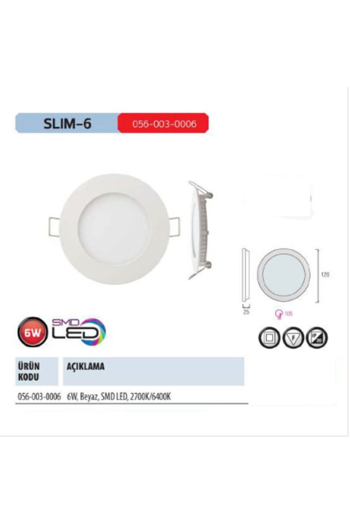 Horoz Electric Slim 6w Led Panel 6400k Beyaz