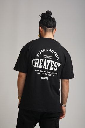 Greatest Siyah Oversize T-shirt RE3344