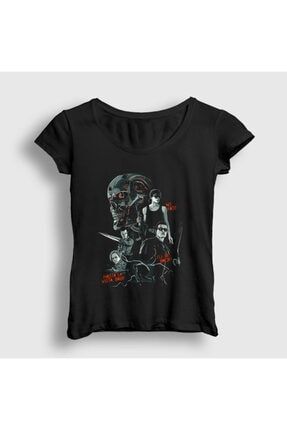 Kadın Siyah Poster Film The Terminator T-shirt 254723tt