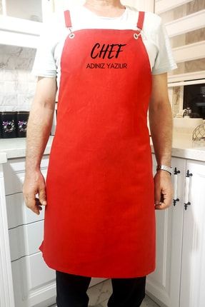 Özel Mutfak Aşçı Önlüğü / Özel Su Ve Leke Tutmaz Kumaş Profesyonel Master Chef Önlüğü Kırmızı MM418989