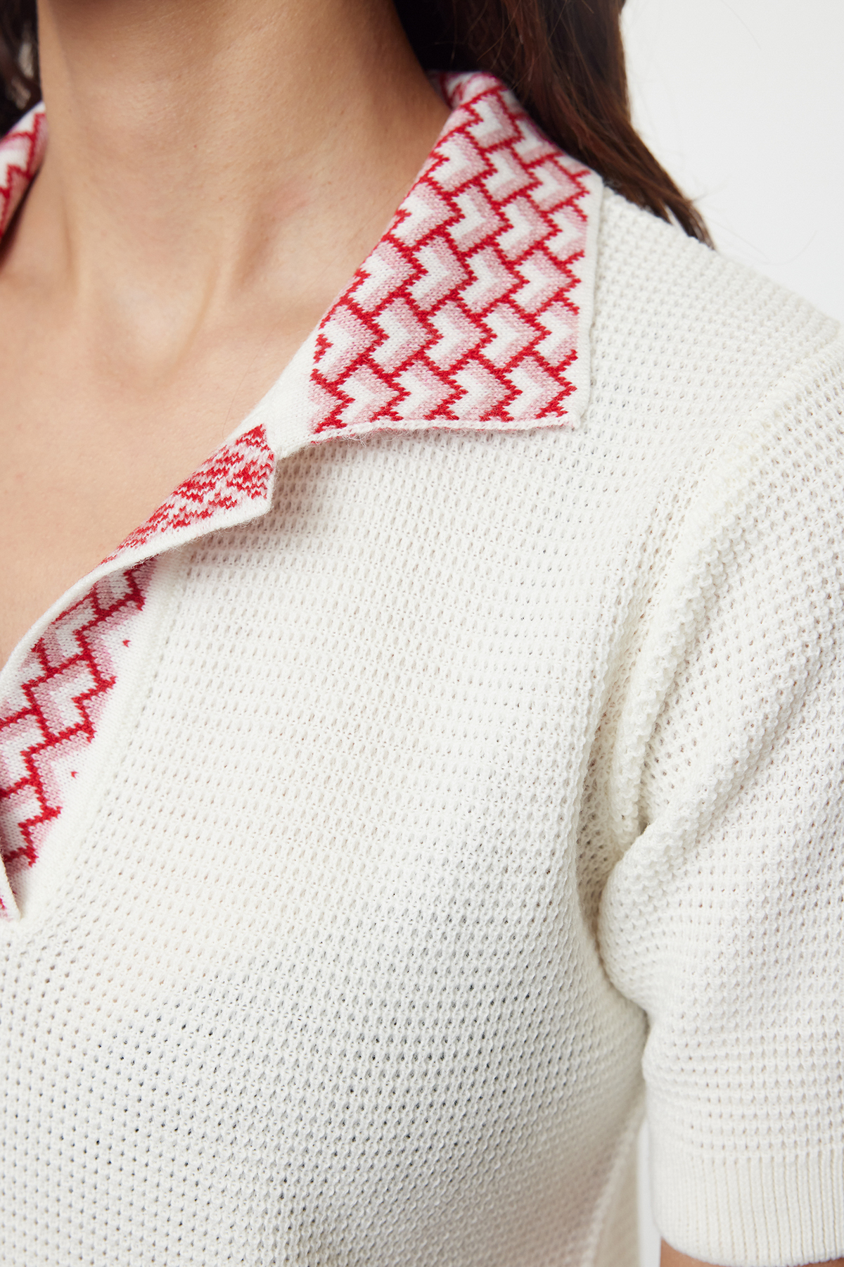 Trendyolmilla  Ekru Yaka Desenli Bluz TWOAW24BZ00011 - Görsel 6