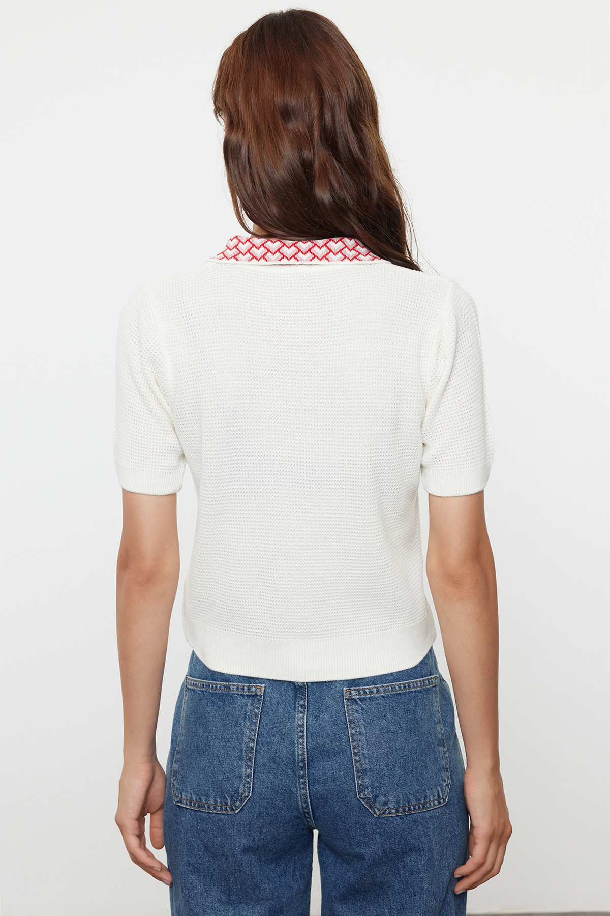 Trendyolmilla  Ekru Yaka Desenli Bluz TWOAW24BZ00011 - Görsel 7