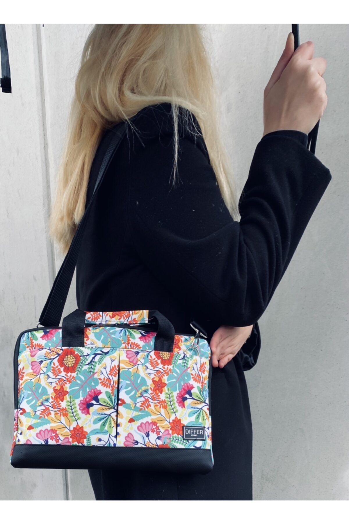 Differ-13-14'' inch, Floral Pattern, Shoulder Strap and Cross Notebook Laptop Macbook Briefcase 4