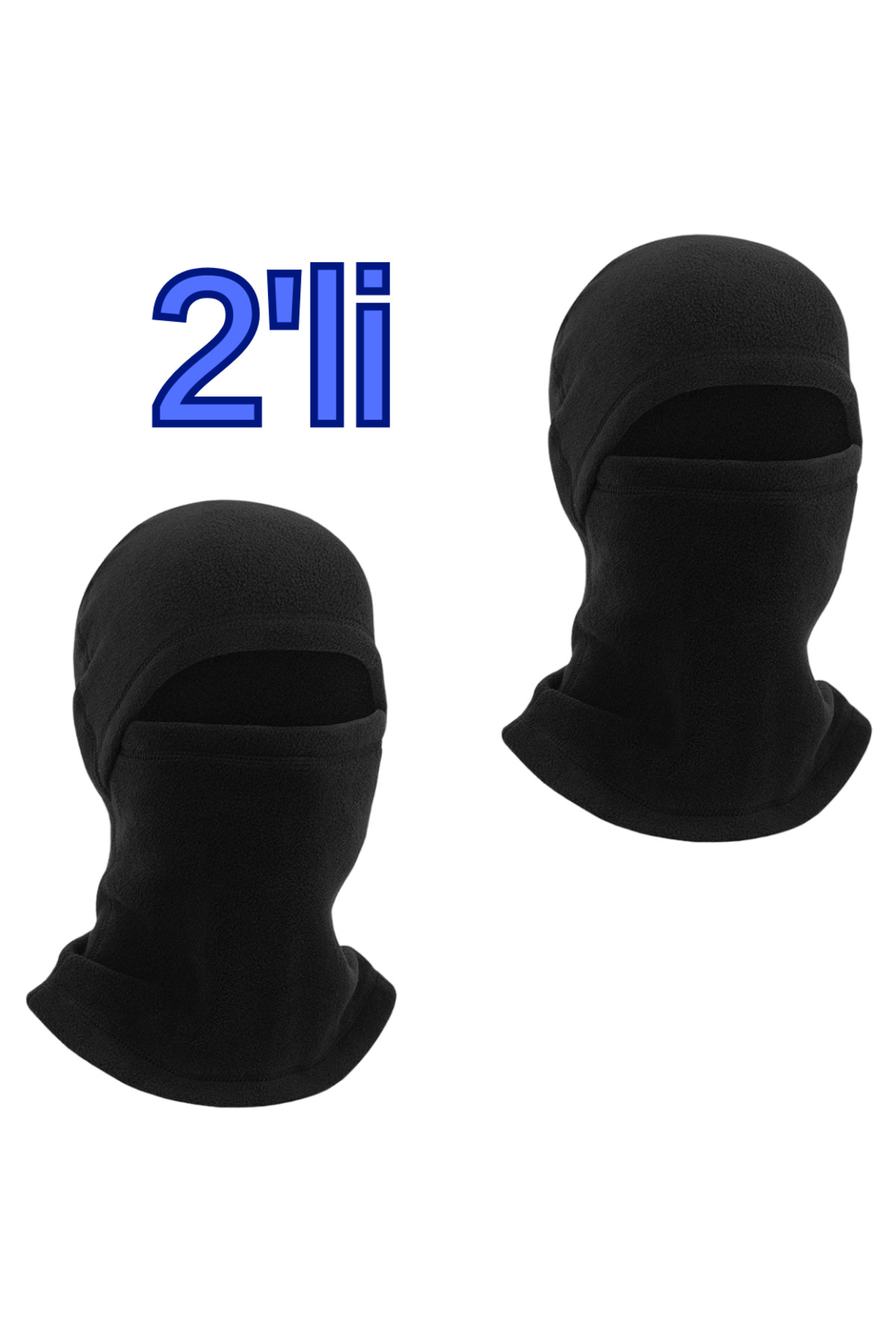 AXE SPORTSWEAR Unisex 2'li Kışlık Siyah Termal Polar Kar Maskesi Balaclava Kayak Bisiklet Motosiklet Kask Bere