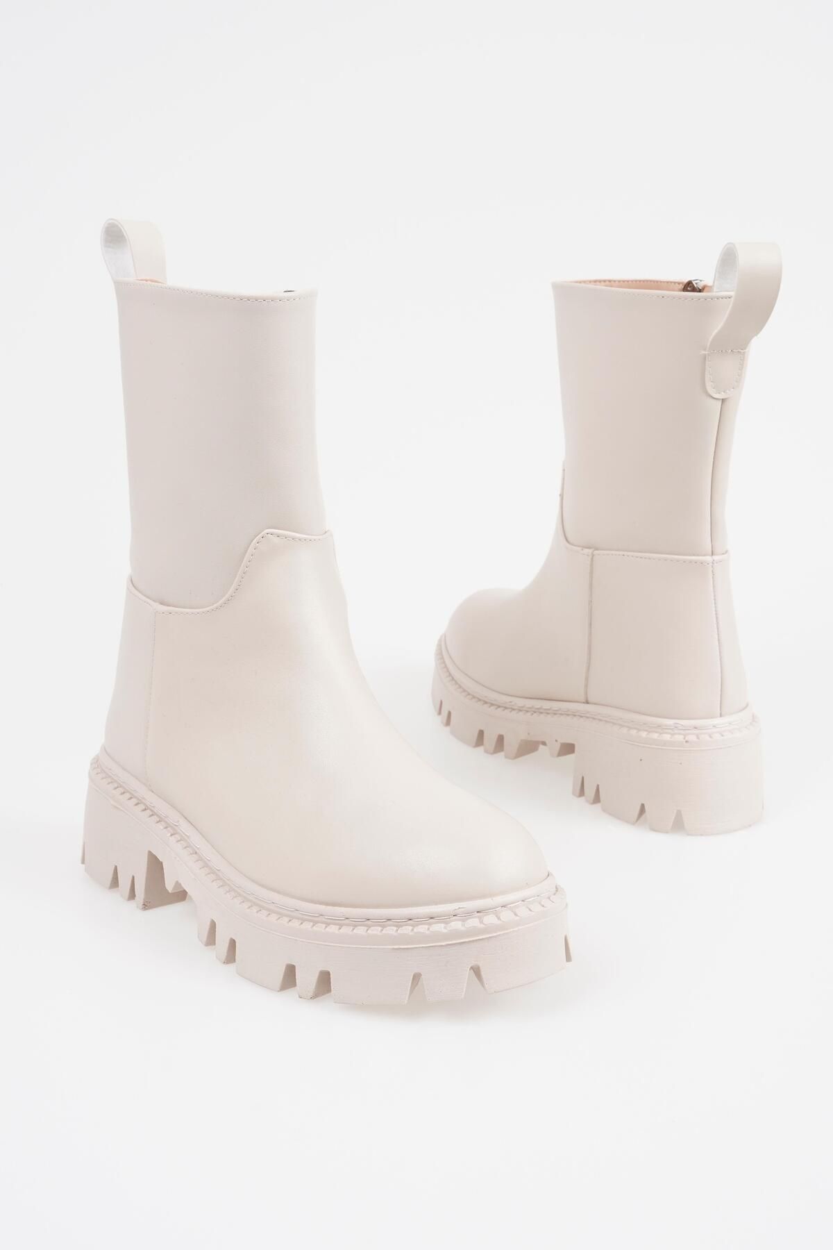 CZ London-Damenstiefel ohne Schnürsenkel, flaches, langes Modell mit gezahnter Sohle 6