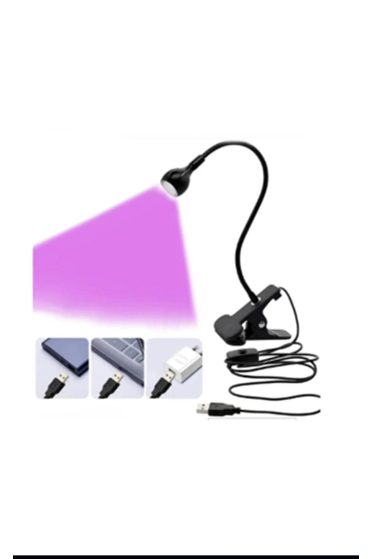Masa Tutucu Özellikli Akrobat UV Mor Işık Oje Kurutucu-USB 5V — RE_Clip Oje Kurutucu siyah
