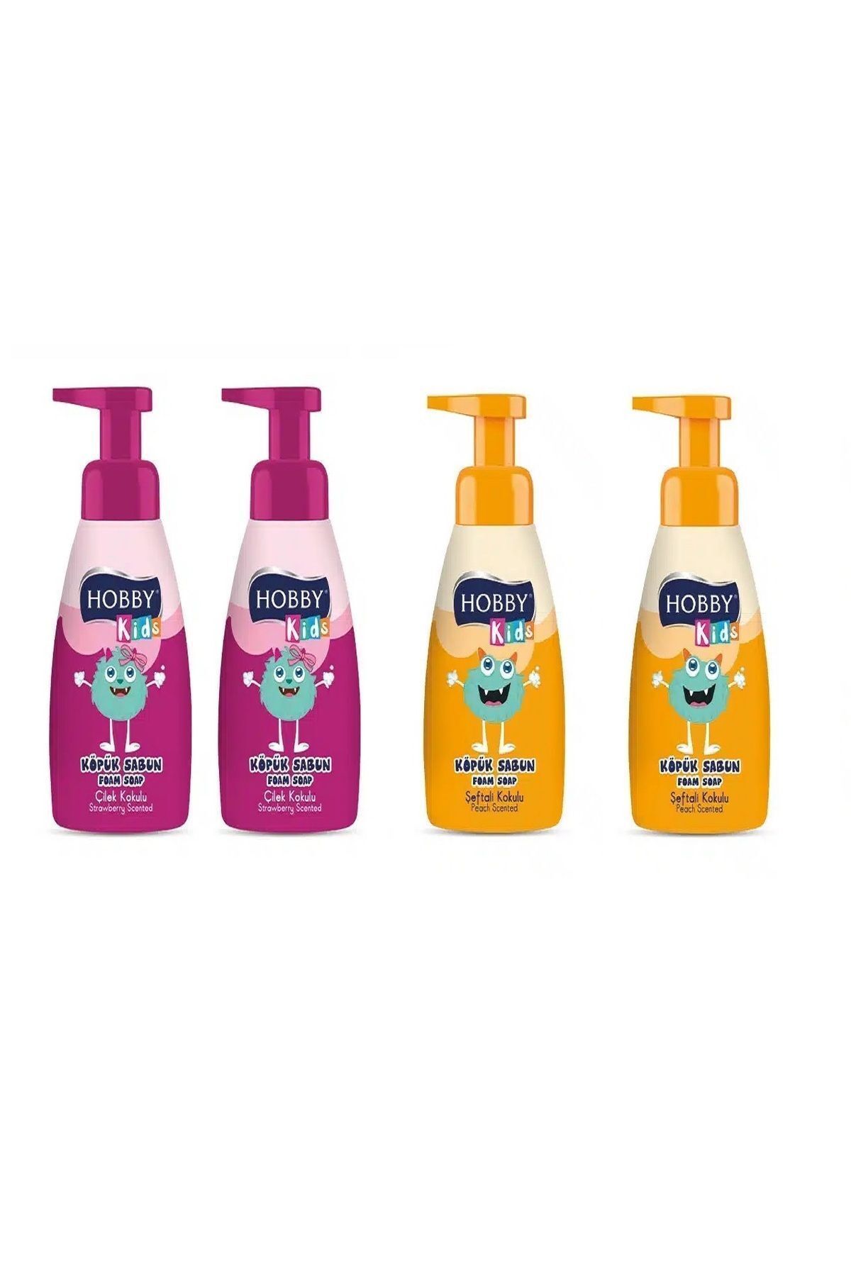 Hobby-KİDS 200 ml 4 Pieces Foam Soap - Foam Soap, Peach and Strawberry Scented - Peach-Strawberry 1