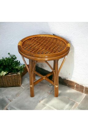 SANCAKTAR BAMBU Bambu Yuvarlak Sehpa 50 cm (camsız)