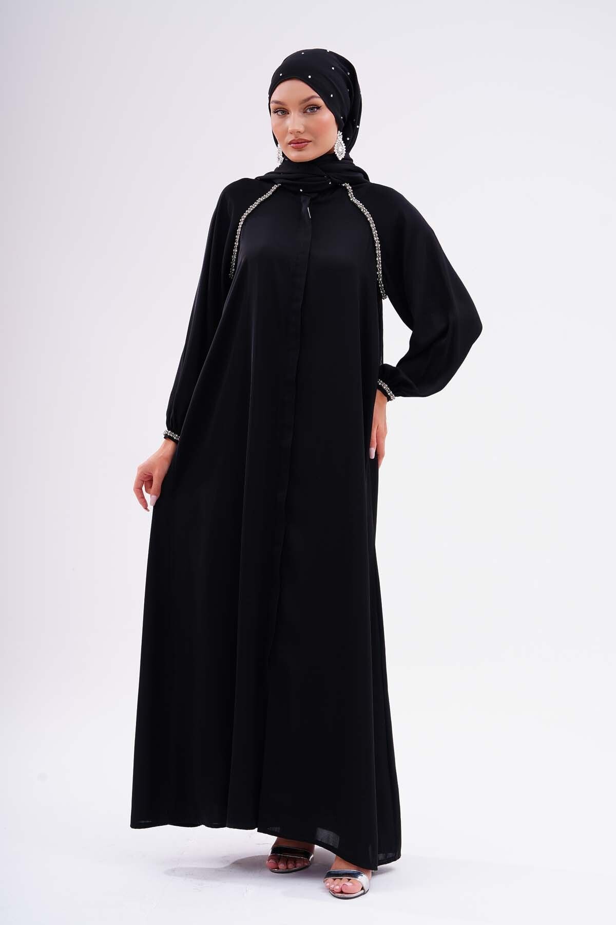 Hüma Lüks Ferace Abaya Reglan Kol  Dubai İpeğinden Kaliteli Dış Giyim