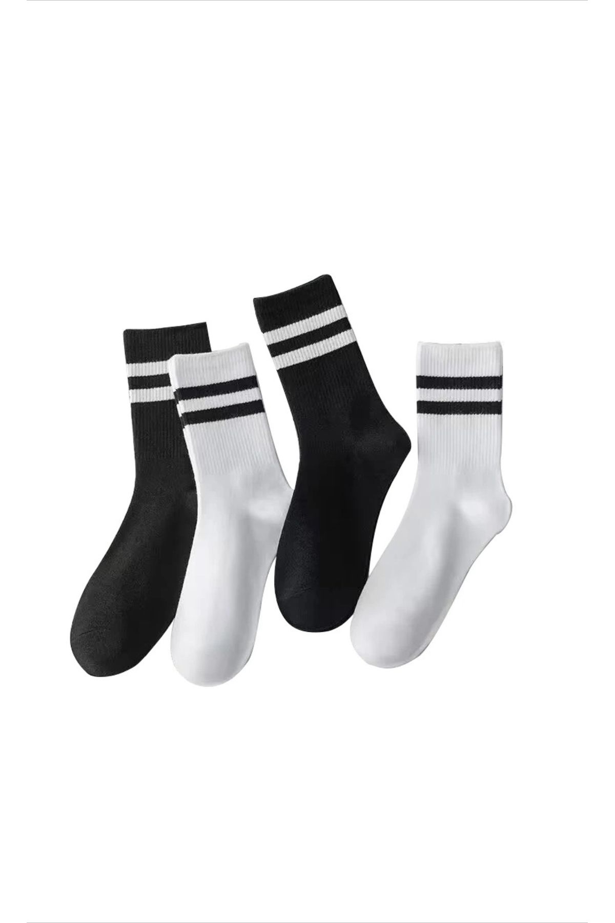 FUS BLUE-Plain Patterned 4-piece Socks Set 1