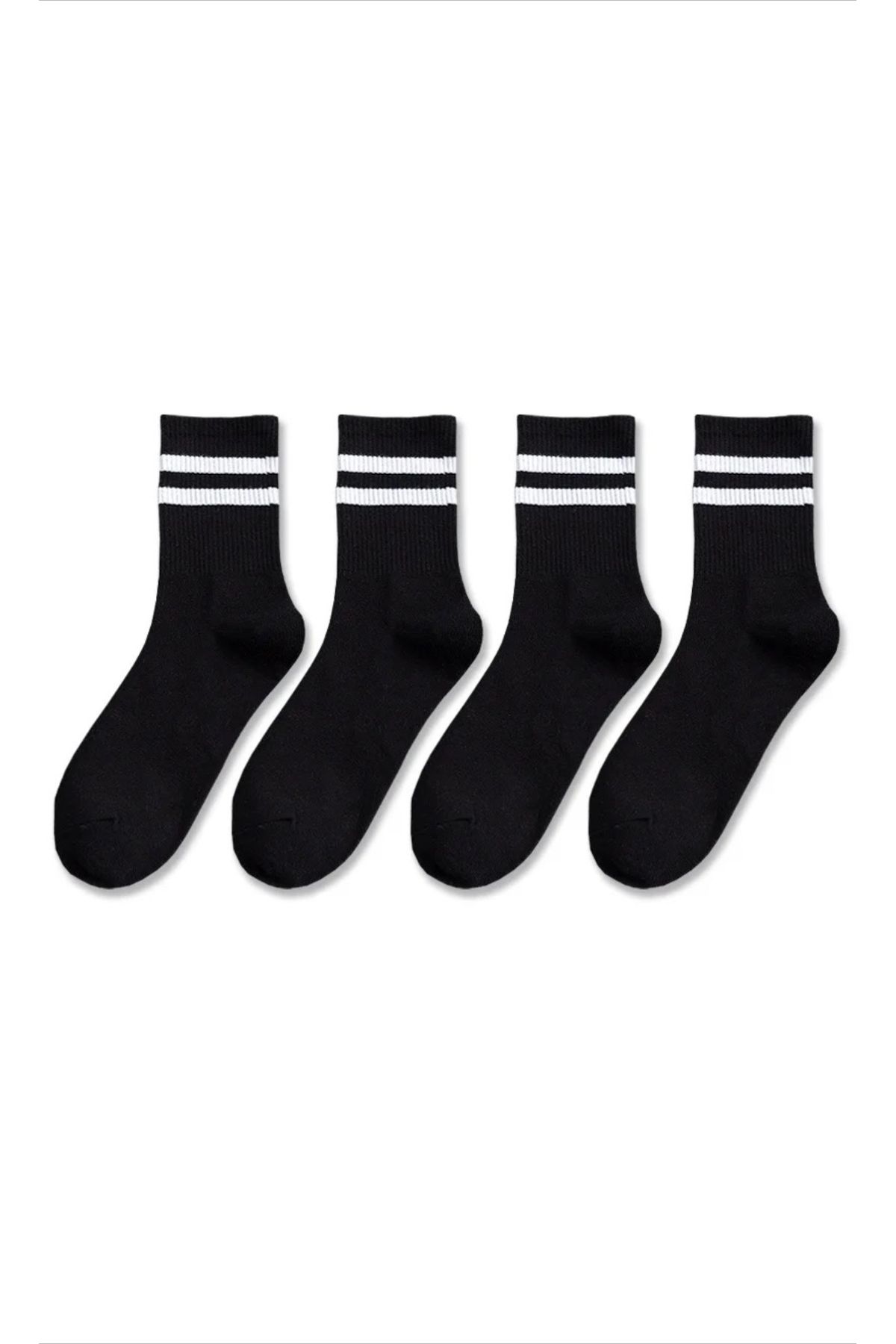 FUS BLUE-Plain Patterned 4-piece Socks Set 1