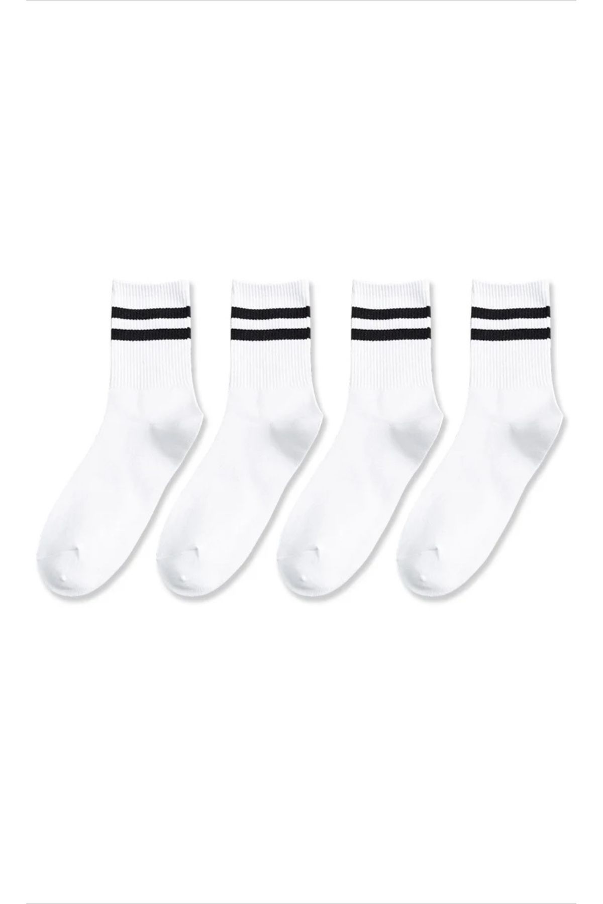 FUS BLUE-Plain Patterned 4-piece Socks Set 1
