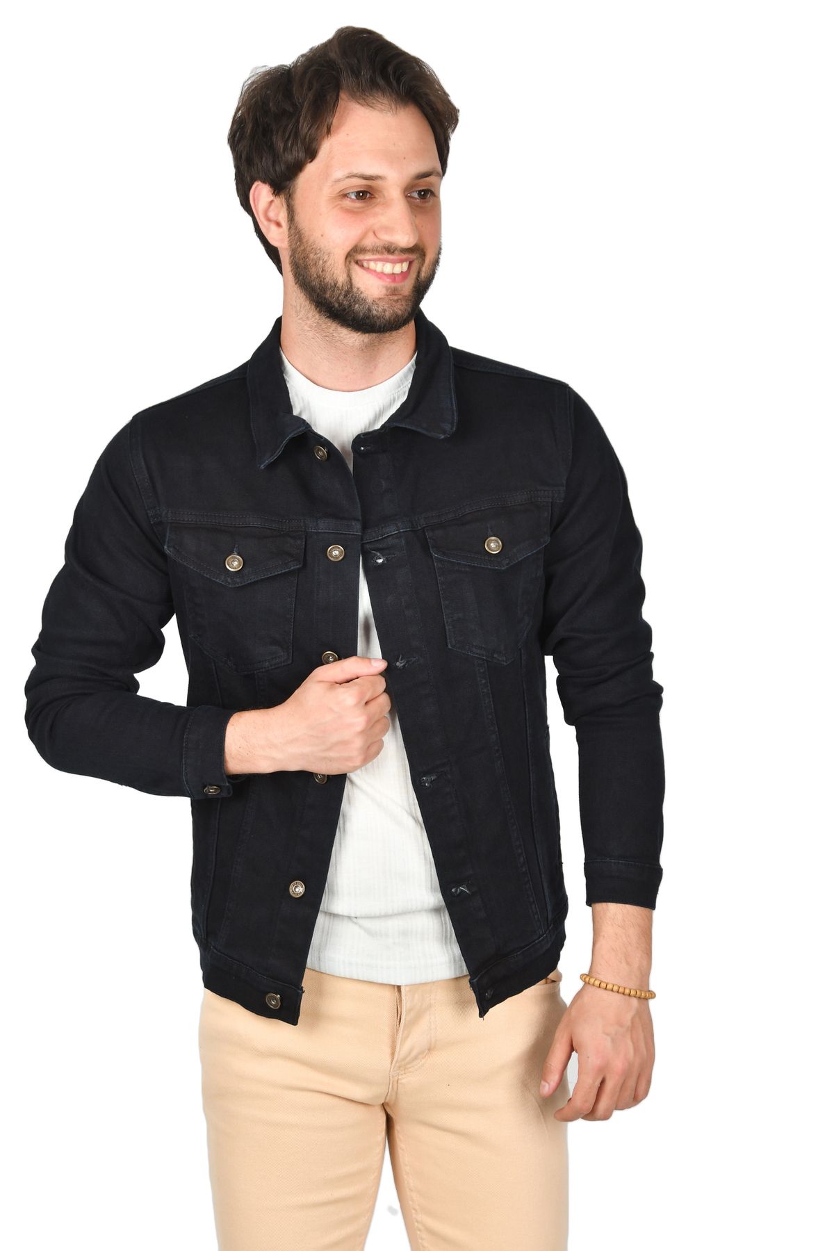 DeepSEA Paltoane Pentru Bărbați, Albastru Marin, Cu Tăiere Cu Laser, Slim Fit Din Lycra, Blugi2201007 Masculin - 2XL