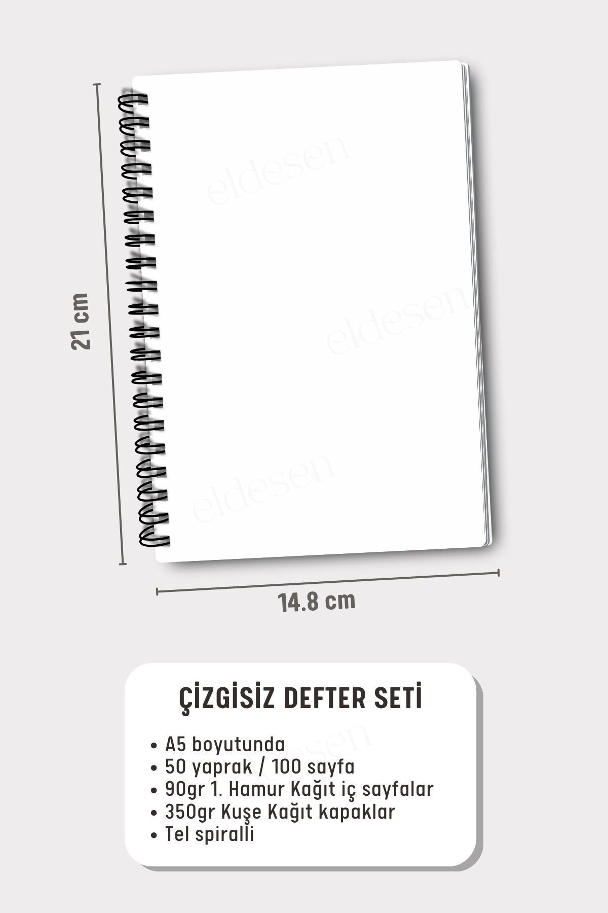 Eldesen Tasarım-A5 Size 2-Piece Unlined Notebook Set - 50 Sheets and 100 Sheets 2