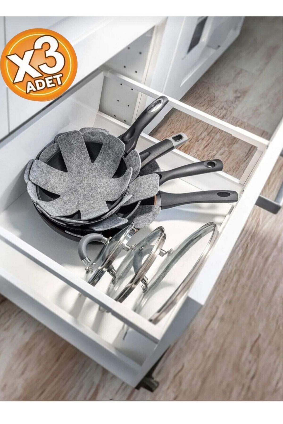 EUROLUXE 3 Adet Kalın Tava,Tencere Ve Bor Cam Koruyucu Düzenleyici Çizdirmez Elyaf Keçe 30x30