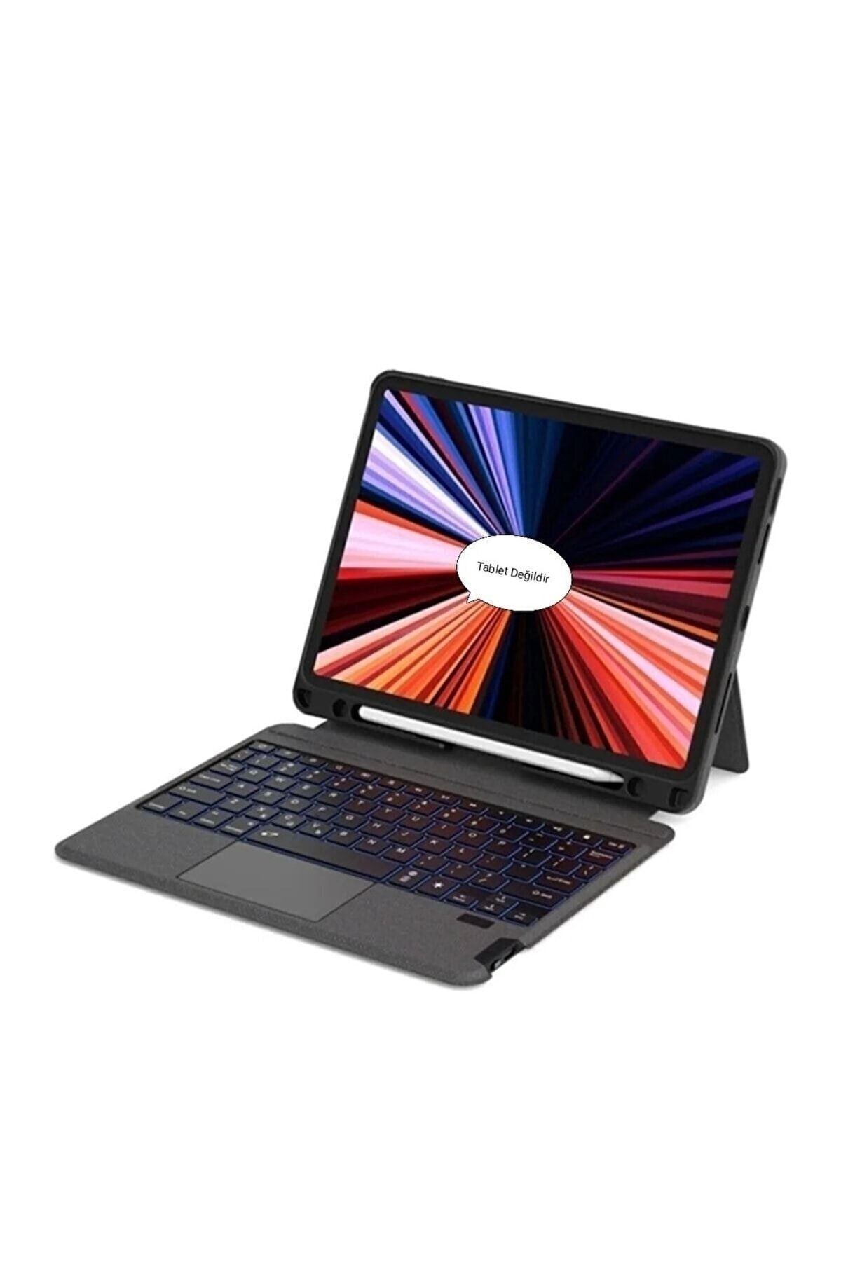 Fogy Ipad 10.2 2021 (9.NESİL) Uyumlu Mag Touch Blutooth Klavyeli Işıklı Standlı Kılıf ( Tablet Değildir)