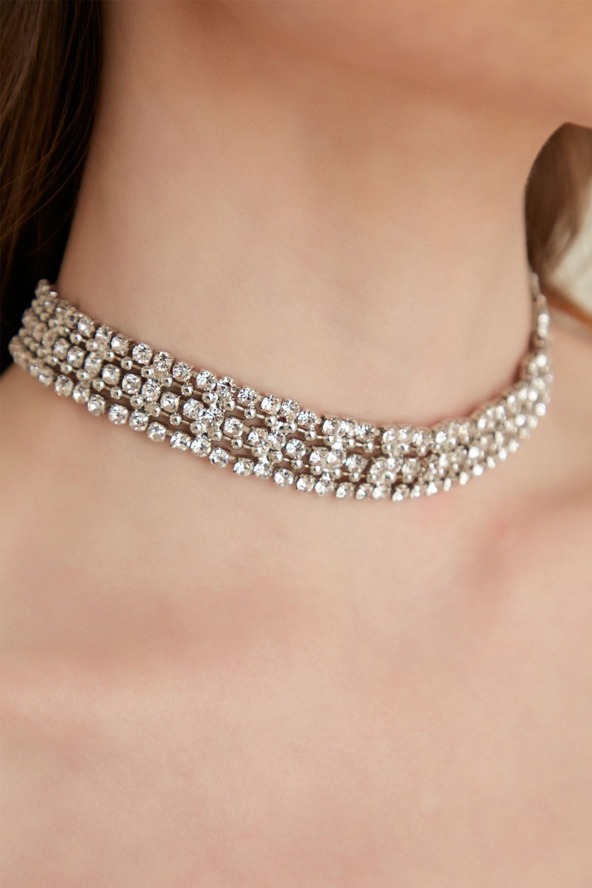 Furtek Aksesuar-Women's Brillo Crystal Zircon Stone Choker Choker Evening Dress Wedding Engagement Promise Henna Necklace Choker 4