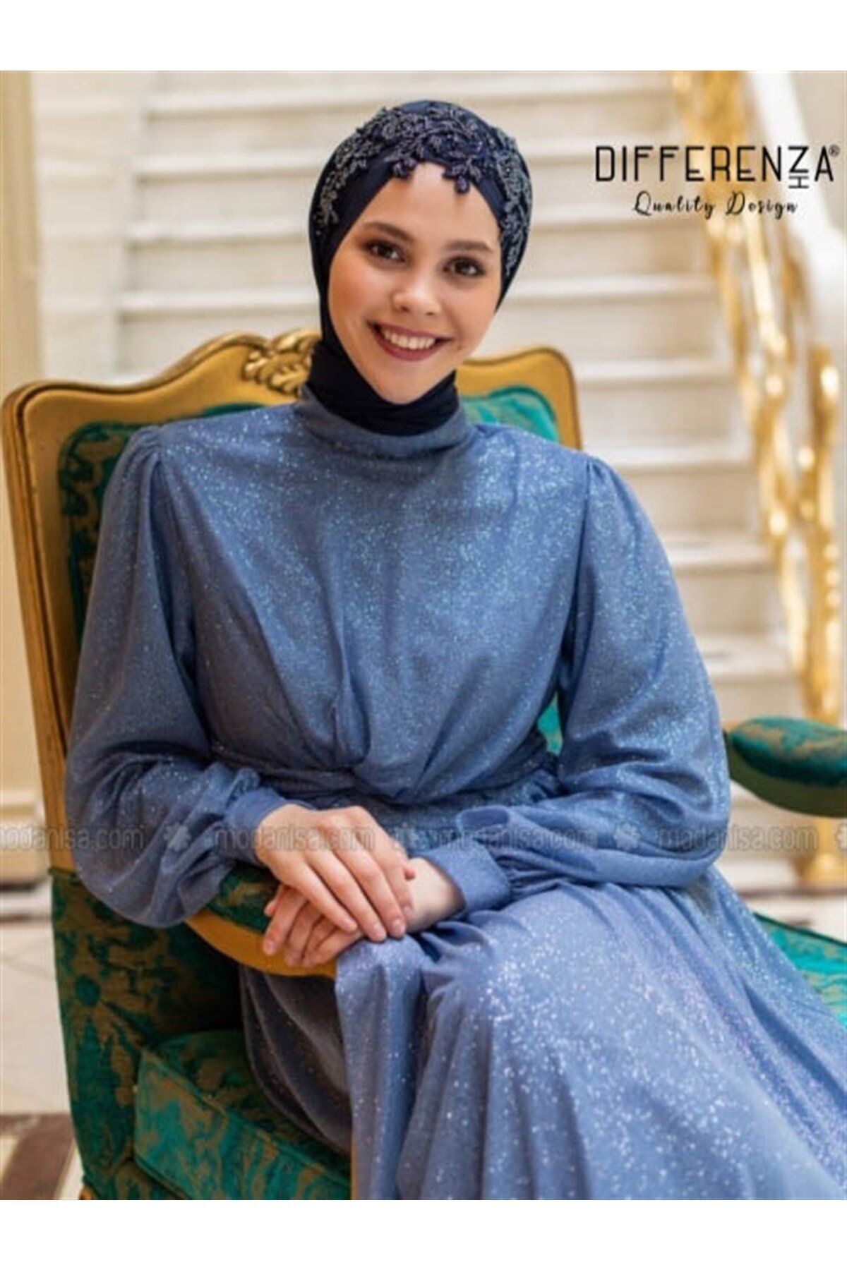 Differenza-Navy Blue Sultan Wrap Shawl 3