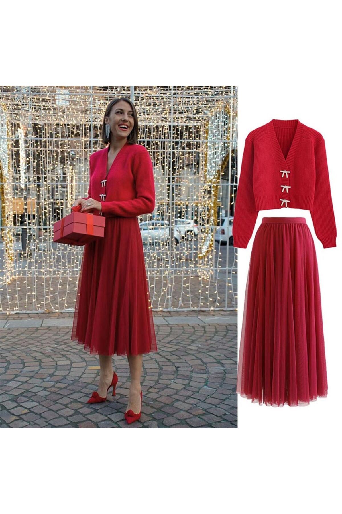 Kadın Beli Lastikli 6 Katlı Tül Etek 85 cm