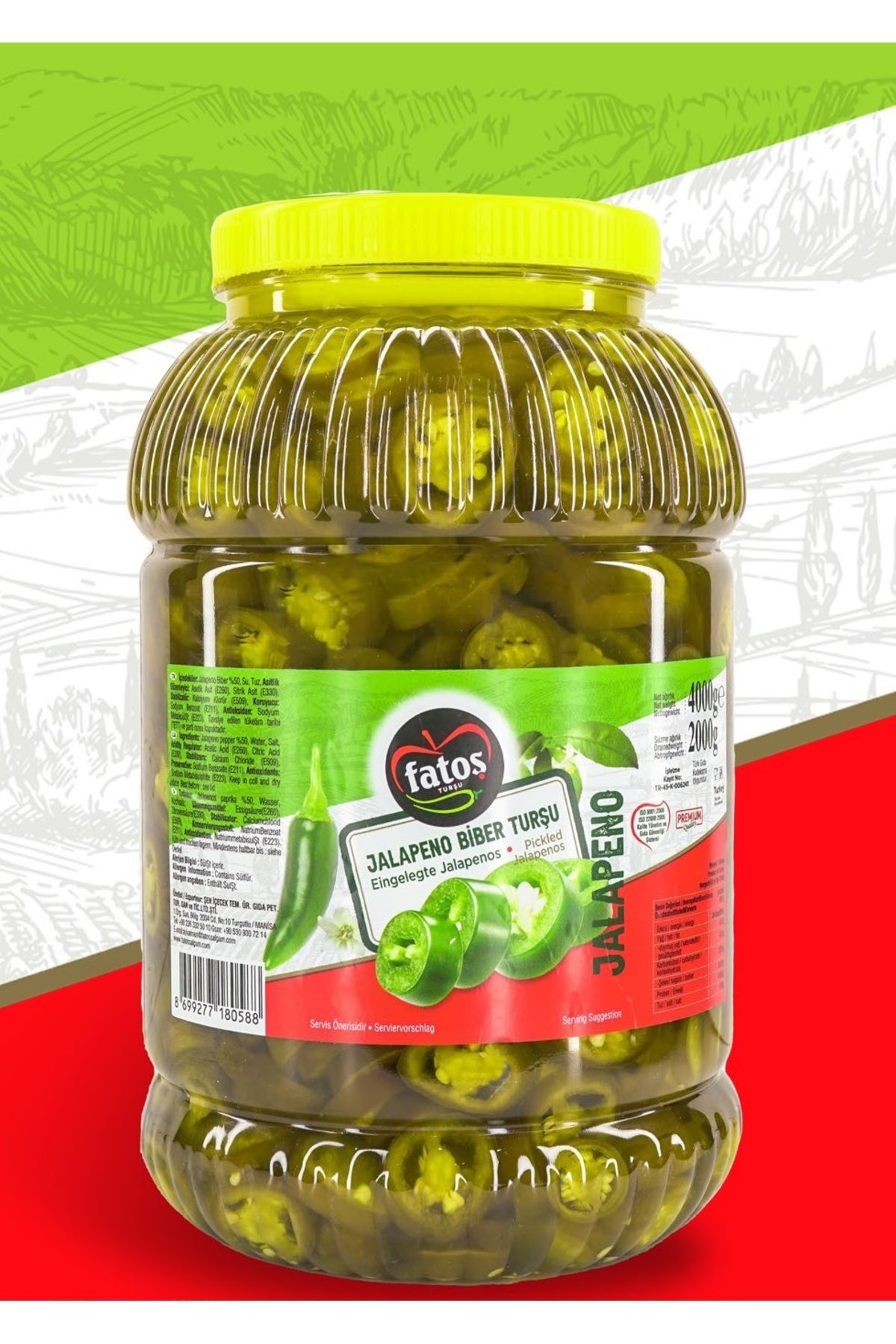 Fatoş FATOŞ JALAPENO BİBER TURŞU 4 KG (SÜZME 2 KG)