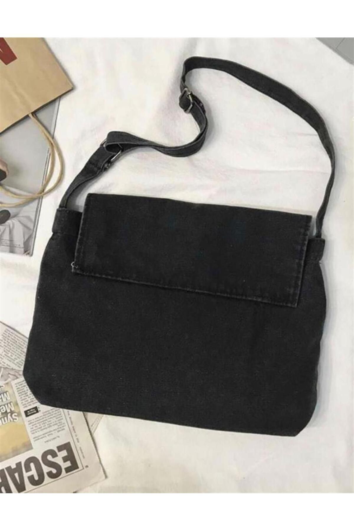 Vintage Unisex Kot Gri Postacı Çantası