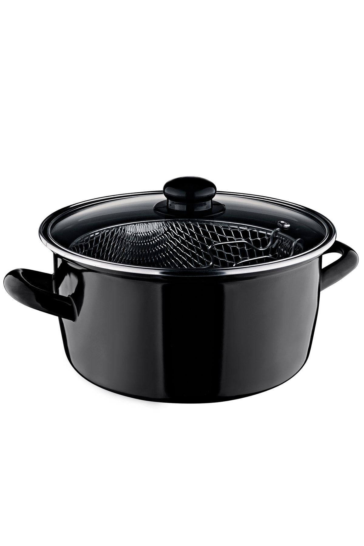 Sultan - Emaye Kulplu Kızartma Tenceresi Siyah 22 Cm