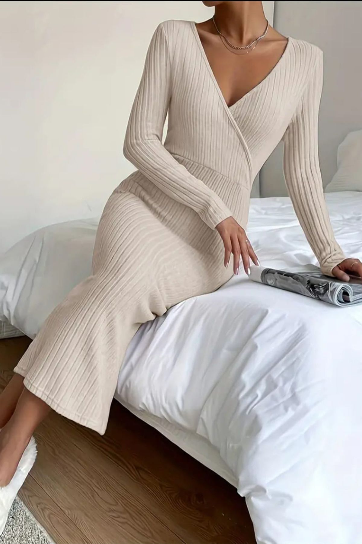 tendance des femmes robe longue épaisse et ajustée à double boutonnage