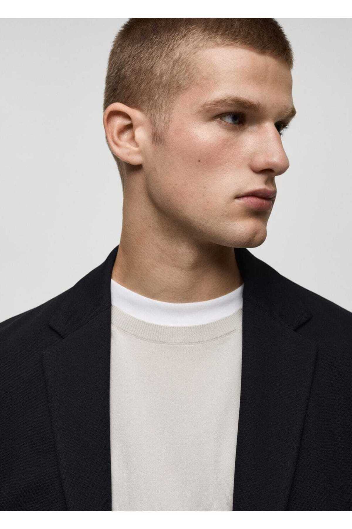 ژاکت مردانه آبی سرمه ای منگو | 77055970 اورجینال - تصویر 6