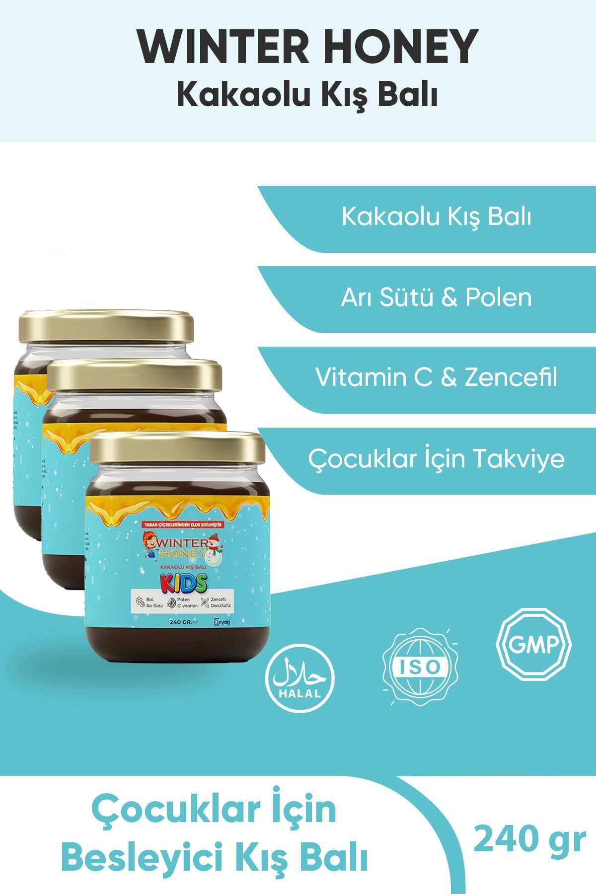 Boy Uzatıcı-vitamin C-bağışıklık Güçlendirici-arı Sütü-bal-polen-kakaolu 240 Gr. 3 Adet