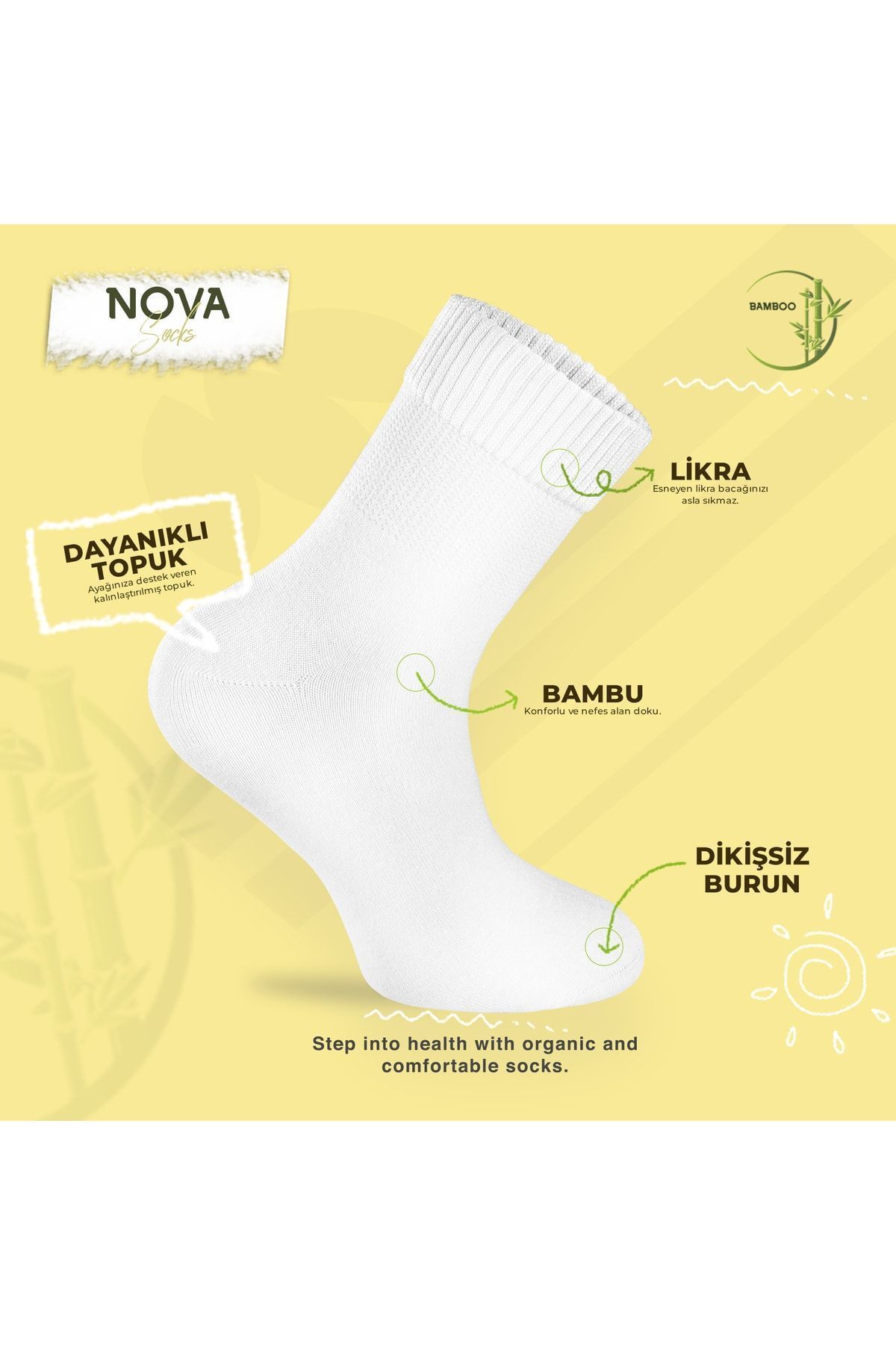 Nova Socks-Men's Diabetic Ankle Socks - 3-piece Bamboo Elasticless Non-squeezing Set 6